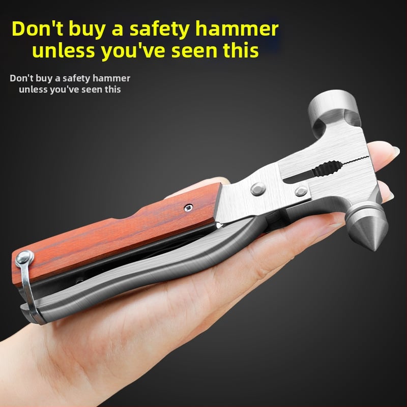 CHISHAN ciocan de siguranță auto din oțel inoxidabil — ciocan de spargere geamuri cu cuțit de tăiere, instrument de salvare în urgențe, 390 g