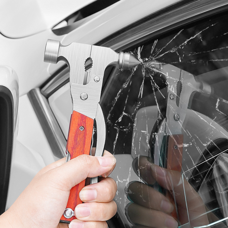 CHISHAN ciocan de siguranță auto din oțel inoxidabil — ciocan de spargere geamuri cu cuțit de tăiere, instrument de salvare în urgențe, 390 g