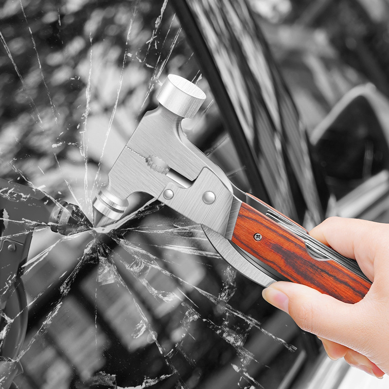 CHISHAN ciocan de siguranță auto din oțel inoxidabil — ciocan de spargere geamuri cu cuțit de tăiere, instrument de salvare în urgențe, 390 g