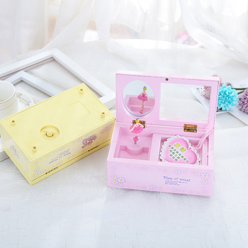 Glazbena kutija za nakit, pravokutnog oblika, okretna djevojačka figura, prozirni poklopac, plastična smola, prilagođeni logo