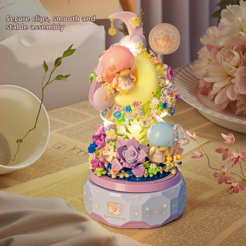 Princeza rotirajuća glazbena kutija s plastičnim blokovima, 200–400 komada, za uzrast 4–6 godina, DIY, bez električne energije