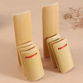 Clapper din bambus cu 4 plăci pentru elocvență; bambus standard; marcă privată autorizată; fără ambalaj