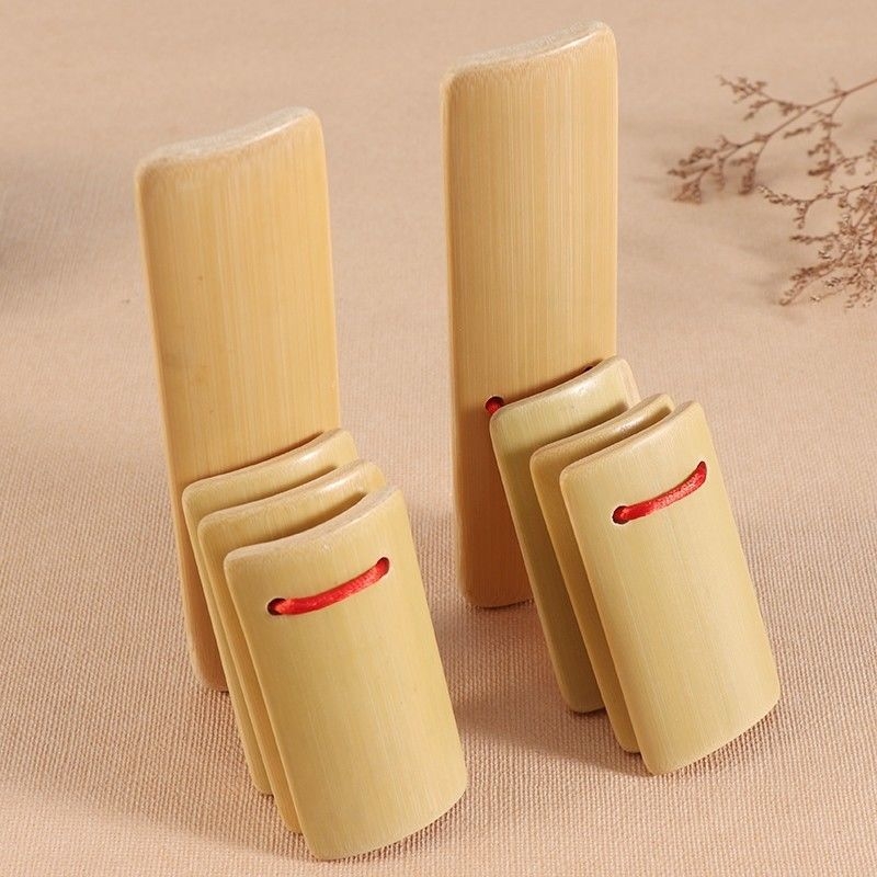 Clapper din bambus cu 4 plăci pentru elocvență; bambus standard; marcă privată autorizată; fără ambalaj