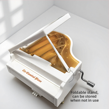 Enmei cutie muzicală cu pian, din plastic, acționare manuală rotativă, ornament pentru copii — cadou de ziua de naștere, stil simplu modern