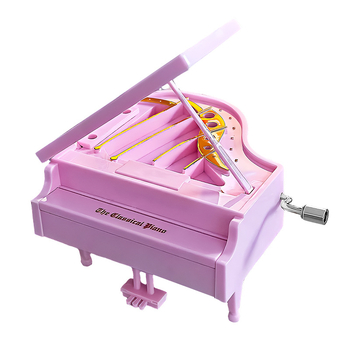 Enmei cutie muzicală cu pian, din plastic, acționare manuală rotativă, ornament pentru copii — cadou de ziua de naștere, stil simplu modern