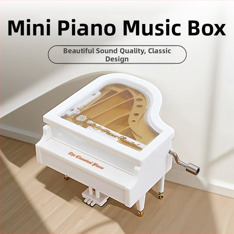 Enmei cutie muzicală cu pian, din plastic, acționare manuală rotativă, ornament pentru copii — cadou de ziua de naștere, stil simplu modern