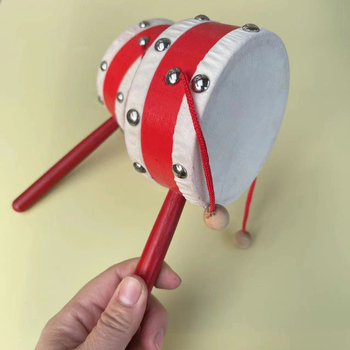 Tamburin za djecu — Orffov glazbeni instrument, dvostrani, ovčja koža