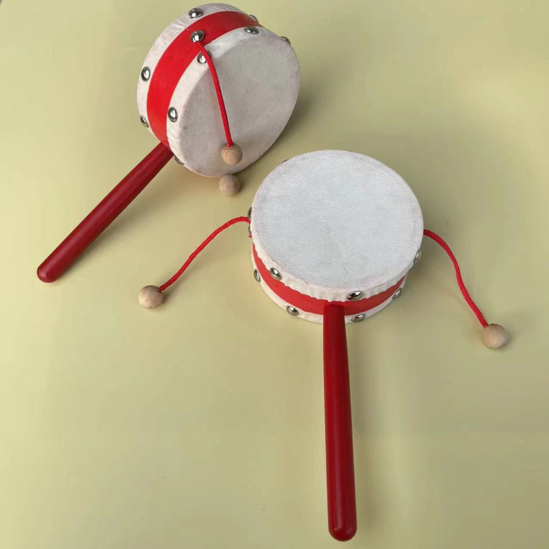 Tamburin za djecu — Orffov glazbeni instrument, dvostrani, ovčja koža