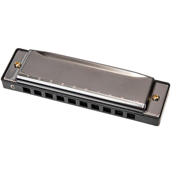 Harmonica în cheie C, 10 găuri, netonată, capac cromat din cupru