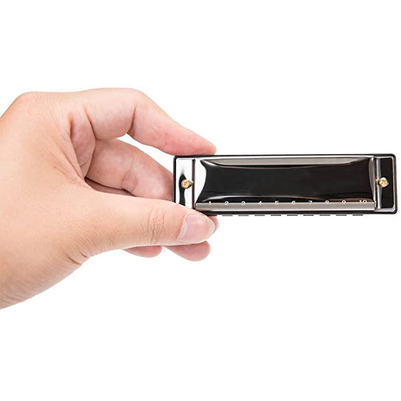 Harmonica în cheie C, 10 găuri, netonată, capac cromat din cupru