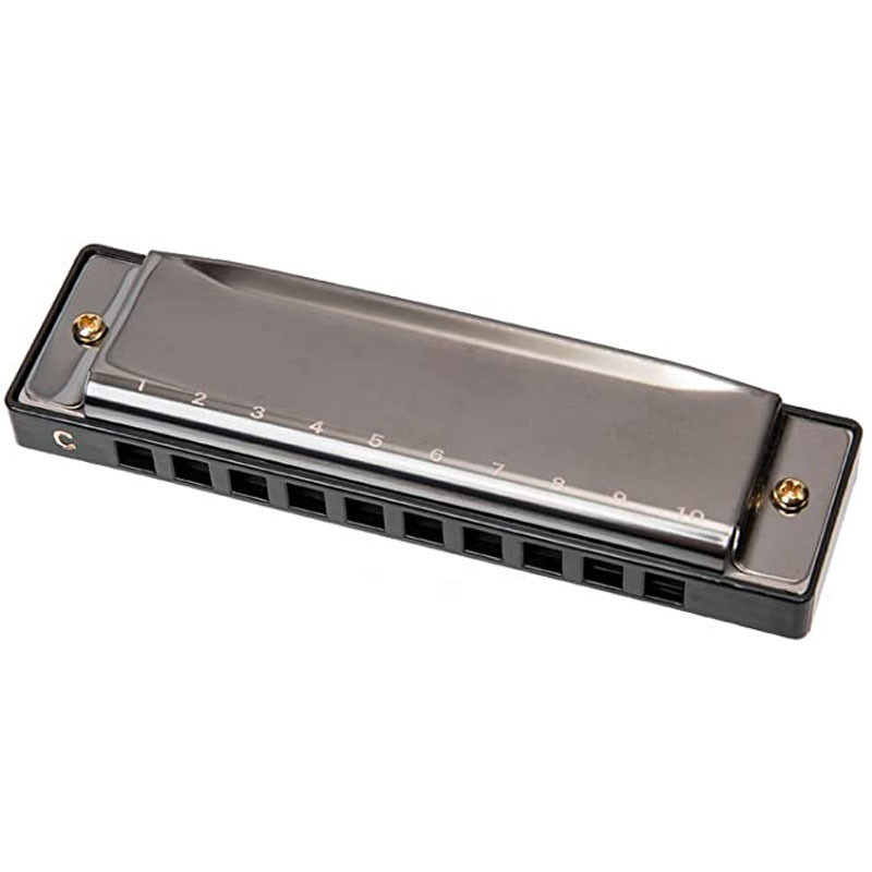 Harmonica în cheie C, 10 găuri, netonată, capac cromat din cupru