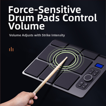 Elektronická bubnová súprava ED02, 9-dielna, PVC, všetko v jednom, prenosná