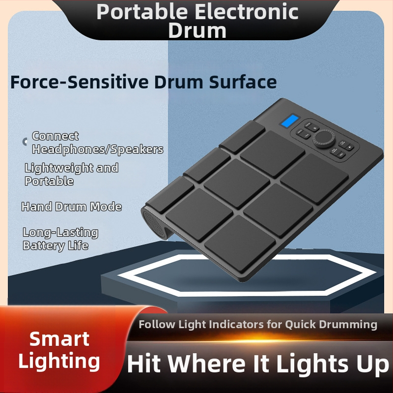 Elektronická bubnová súprava ED02, 9-dielna, PVC, všetko v jednom, prenosná
