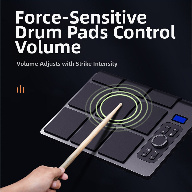 Elektronická bubnová súprava ED02, 9-dielna, PVC, všetko v jednom, prenosná