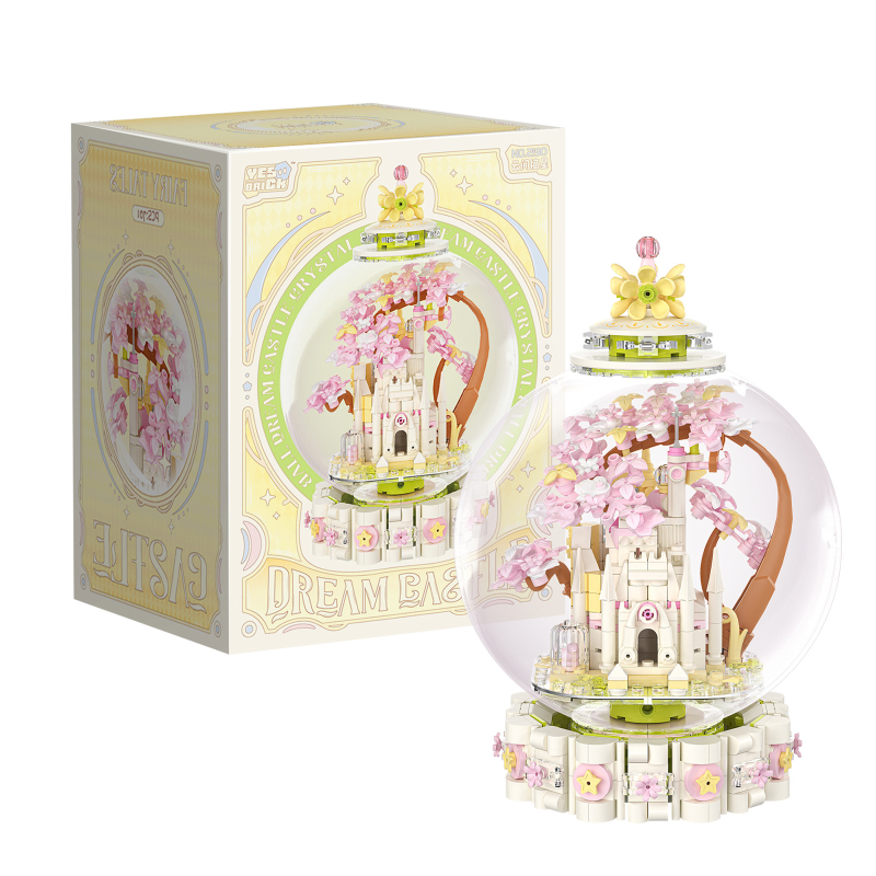 Brick Also 2190-2191 set građevinskih blokova s kristalnom kuglom, zamkom i pogledom na ulicu, glazbeni kutij, ABS plast, DIY, prilagodba prema nacrtima, za uzrast 7-14