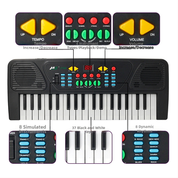 Dječja elektronička klavijatura s 37 tipki i mikrofonom, obrazovna klavijatura za djecu 7–14 godina