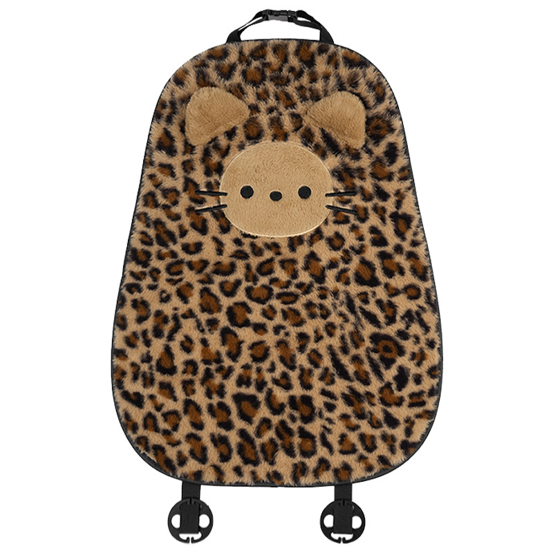 Auto jastučić s karikaturnim dizajnom, plišana površina, punjenje od pjene, leopard otisak, zimska toplina, stil ravnog luksuza