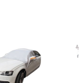 Универсална покривка за кола с алуминиево фолио за защита от слънце и дъжд, топлоизолация, вградена монтажна система, покрива предната част