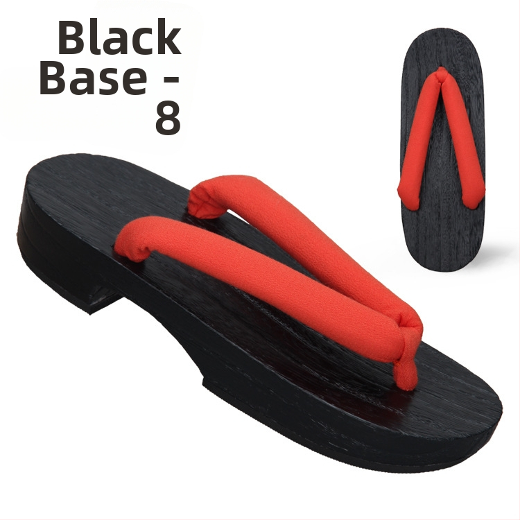 Ženske flip-flop sandale u japanskom stilu, gornji dio od pamuka, drvena podloga, okrugli vrh, peta 3–5 cm