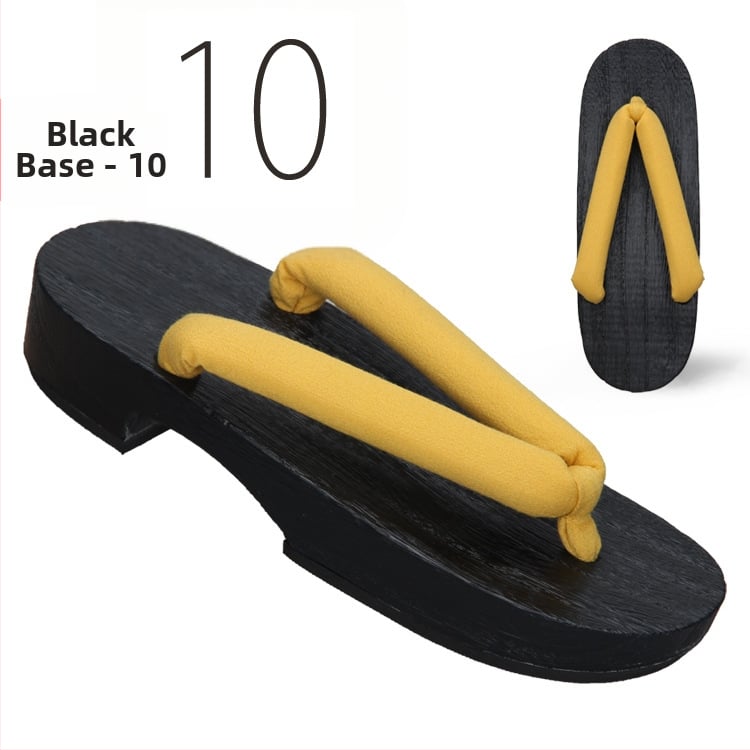 Ženske flip-flop sandale u japanskom stilu, gornji dio od pamuka, drvena podloga, okrugli vrh, peta 3–5 cm