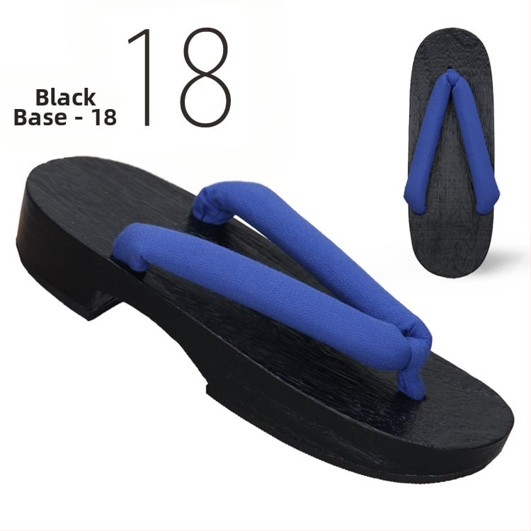 Ženske flip-flop sandale u japanskom stilu, gornji dio od pamuka, drvena podloga, okrugli vrh, peta 3–5 cm