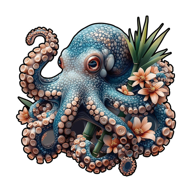 Drveni puzzle u obliku hobotnice, plosnati puzzle visoke težine, višenamjenski, pogodan za DIY i prilagodbe.