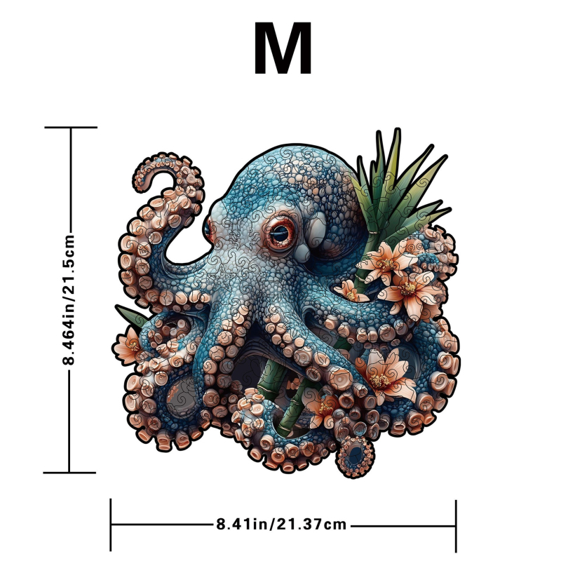 Drveni puzzle u obliku hobotnice, plosnati puzzle visoke težine, višenamjenski, pogodan za DIY i prilagodbe.