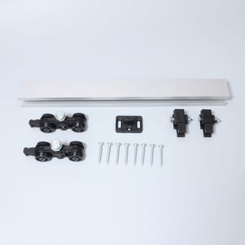 Al-03 set koloturnih kotačića za klizna vrata s tračnicom duljine 2000 mm, aluminij i plastika, nosivost 60 kg, za drvena vrata