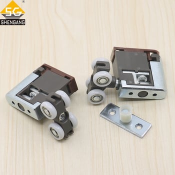 Csúszóajtó hardver, függő görgő csúszóajtókhoz, görgő átmérője 18 mm, vastagsága 6 mm, teherbírás legfeljebb 40 kg, anyag: nylon/műanyag/fém