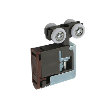 Csúszóajtó hardver, függő görgő csúszóajtókhoz, görgő átmérője 18 mm, vastagsága 6 mm, teherbírás legfeljebb 40 kg, anyag: nylon/műanyag/fém