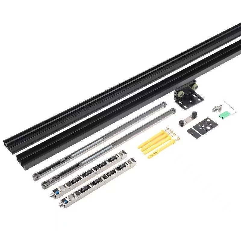 Комплект колела за плъзгаща врата без релса — неръждаема стомана, две колела, двупосочен буфер, скрита релса, 80 кг товароподемност, за дървени врати за баня