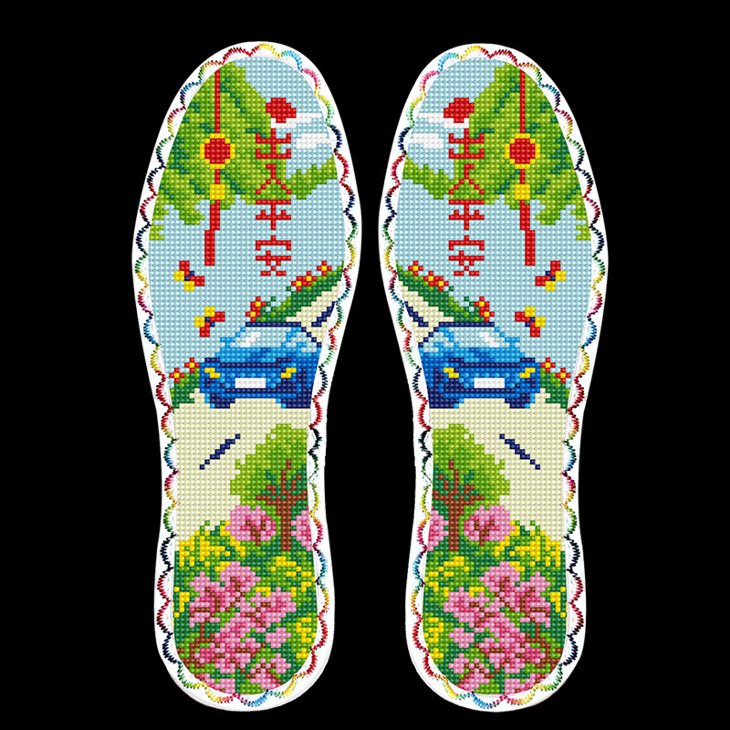 Talpă pentru încălțăminte brodată cu cross-stitch – talpă întreagă, absorbantă, model Standard, potrivită pentru pantofi sport, casual, încălțăminte de lucru