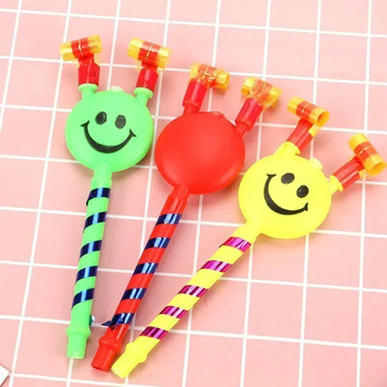 Fluier dragon cu două coarne, față zâmbitoare, telescopic din plastic (14+, unisex)