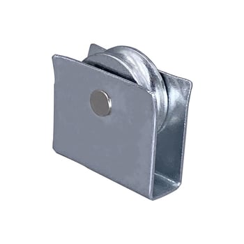 Kotač za vrata i prozore – metalni, vanjski promjer 19 mm, promjer osi 3 mm, nosivost 30 kg, radijus žljeba za uže 8 mm