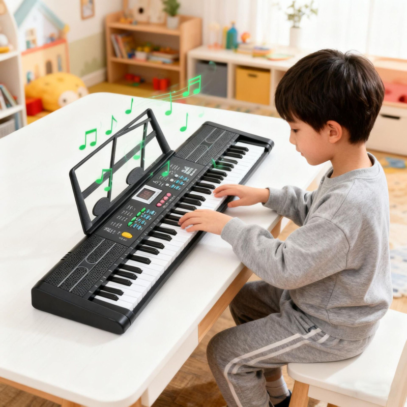 61-tipki dječji digitalni klavijaturni instrument – PVC edukativna igračka s dizajnom dvostrukih rogova za djecu 4-6 godina
