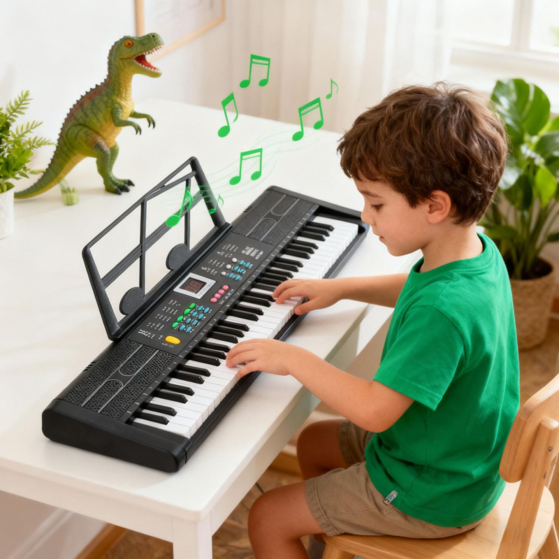 61-tipki dječji digitalni klavijaturni instrument – PVC edukativna igračka s dizajnom dvostrukih rogova za djecu 4-6 godina