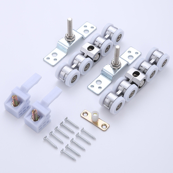 Nehéz terhelésű, csúszóajtóhoz való függő görgő cink ötvözetből — Modell: Zinc Alloy Hanging Wheel; Maximális teher 120 kg; Alkalmas szekrényekhez, gardróbokhoz és fürdőszobai ajtókhoz; Modern minimalista stílus