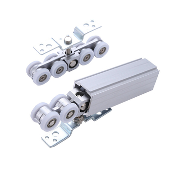 Nehéz terhelésű, csúszóajtóhoz való függő görgő cink ötvözetből — Modell: Zinc Alloy Hanging Wheel; Maximális teher 120 kg; Alkalmas szekrényekhez, gardróbokhoz és fürdőszobai ajtókhoz; Modern minimalista stílus