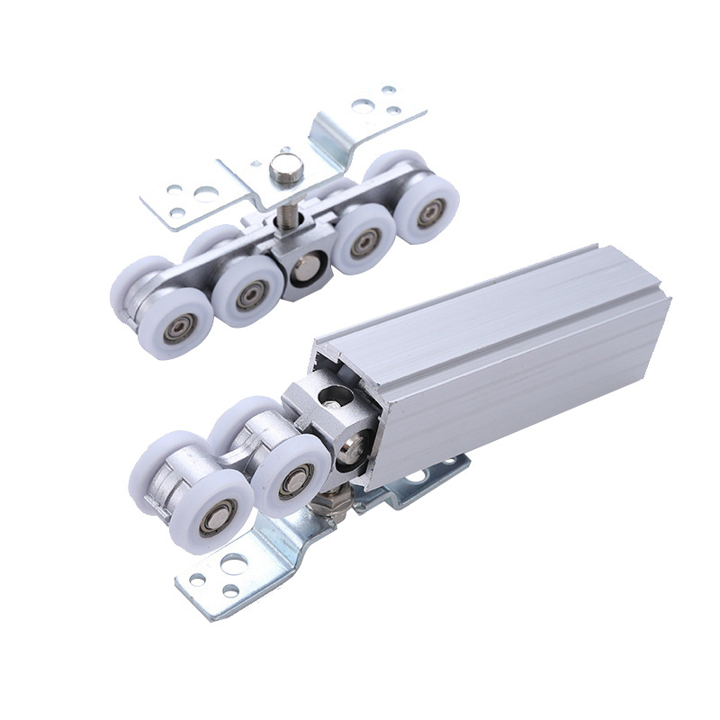 Nehéz terhelésű, csúszóajtóhoz való függő görgő cink ötvözetből — Modell: Zinc Alloy Hanging Wheel; Maximális teher 120 kg; Alkalmas szekrényekhez, gardróbokhoz és fürdőszobai ajtókhoz; Modern minimalista stílus