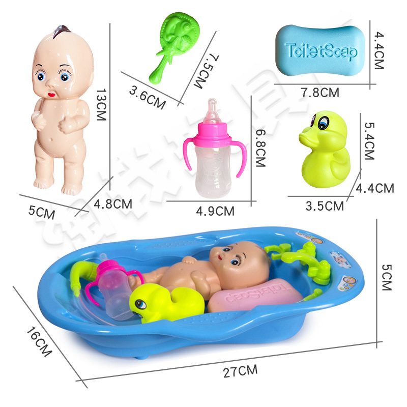 Комплект играчки за къпане: пластмасова кукла за водни игри, за деца 3–6 г., опакован в мрежеста торба, видеогид наличен
