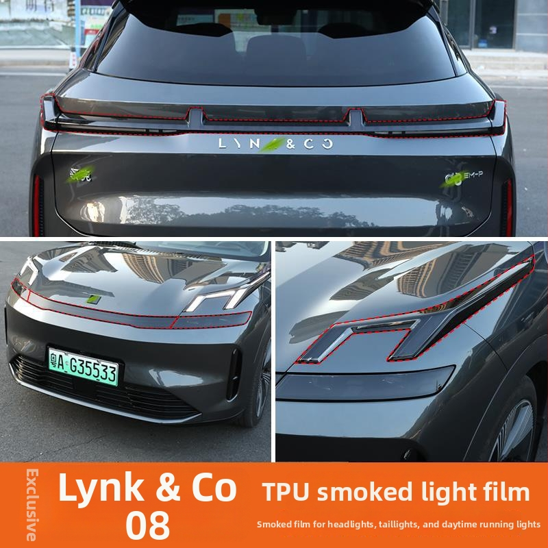 Zaštitna naljepnica za farove Lynk & Co 08 — film za potamnjenje farova i film za promjenu boje DRL i stražnjih svjetala, vanjska modifikacija