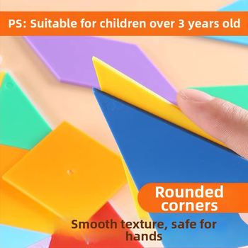 Tangram slagalica za prvi razred — plastično nastavna pomagala za rano matematičko učenje, za djecu 4–6 godina, DIY moguć, pakiranje u bijeloj kutiji