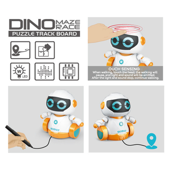 Robot za raniju edukaciju – slagalica-programiranje, praćenje linije, zvuk i svjetlo (Napajanje: baterija tipa dugme; Materijal: plastika; Dobna skupina: 4–6 godina; Memorija: bez memorije)