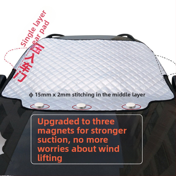 Kviltovaný snehový štít pre predné sklo auta, tri vrstvy bavlny, inštalácia kartou, univerzálne použitie