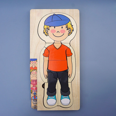 3D drveni višeslojni puzzle ljudskog tijela za djecu, uzrast 4–6 godina, prilagodljiv dizajn mapiranja