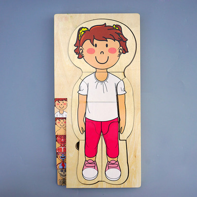 3D drveni višeslojni puzzle ljudskog tijela za djecu, uzrast 4–6 godina, prilagodljiv dizajn mapiranja