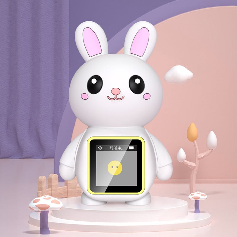 AI interaktív Bunnybot játék gyermekeknek, szilikon kivitel, dialógus robot, Wi‑Fi, memória nélküli, lítium akkumulátor, 4–6 éveseknek