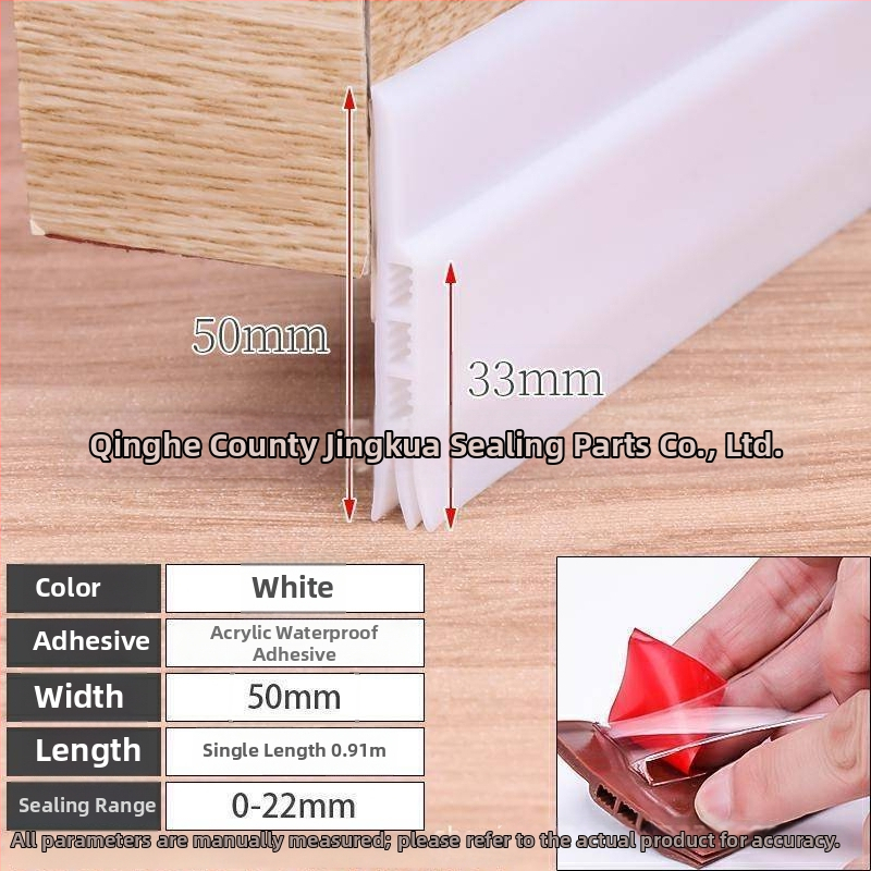 Bandă de etanșare din silicon pentru partea de jos a ușii, tip L — etanșare fixă, temperatură de funcționare 60°C, pentru mașini, dulapuri, uși și ferestre