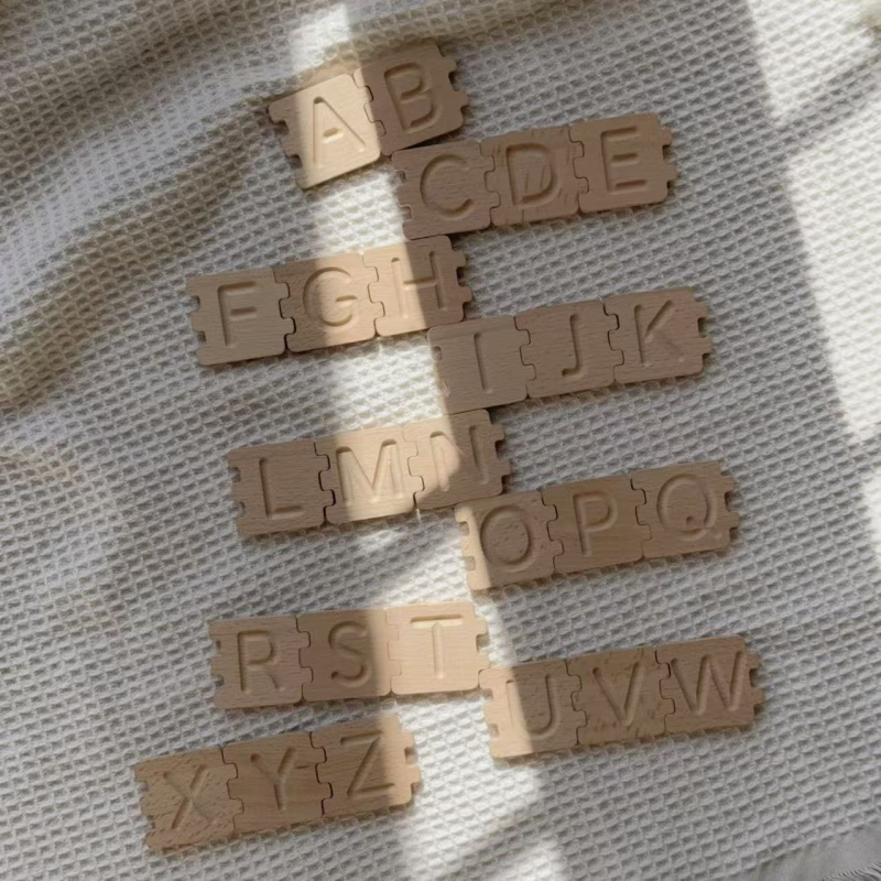 Montessori drveni alfabet – engleska abeceda, rani edukativni puzzle sa velikim i malim slovima, DIY prilagodba i logotip OEM