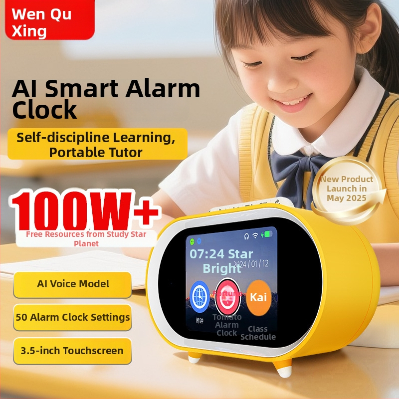 Wenquxing AI pametni alarmni sat s glasovnim dijalogom – LCD zaslon, Wi‑Fi, prepoznavanje glasa, litijeva baterija, za djecu 7–14 godina